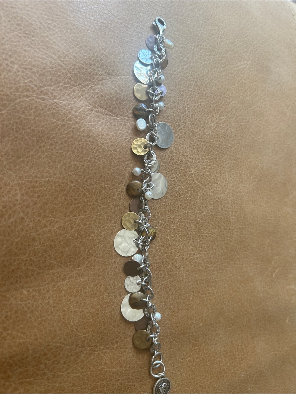 Silpada Silver, mixed metal and pearls Disc Charm Bracelet